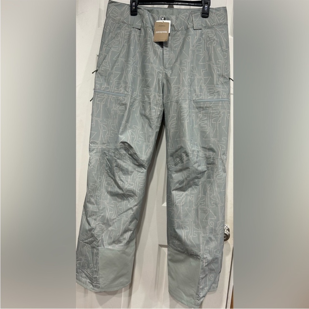 Patagonia Men's Medium Powder Town Ski Pants Regular Grey Pattern Snowboard NWT